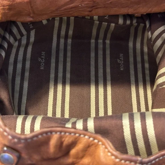 HOGAN Dist. COGNAC Imp. Crinkled LTR Handbag-Pre Owned Vintage**** - Picture 14 of 16